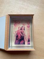 Maria glas kunst in houten doosje, Verzamelen, Religie, Ophalen of Verzenden, Zo goed als nieuw