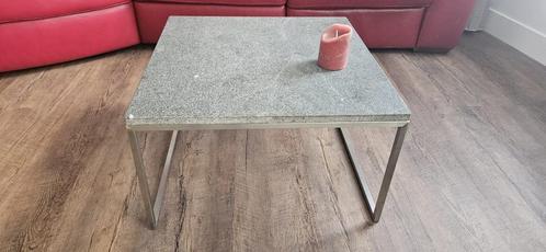 salontafel natuursteen en rvs, Huis en Inrichting, Tafels | Salontafels, Gebruikt, Minder dan 50 cm, 50 tot 100 cm, 50 tot 100 cm