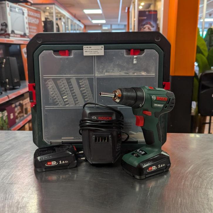 Bosch accuboormachine PSR 1800 LI-2 incl. 2 accu's, Doe-het-zelf en Verbouw, Gereedschap | Boormachines, Zo goed als nieuw
