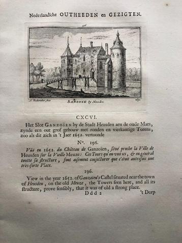 196 / Heusden Kasteel Sansoye Kopergravure 1732 beschikbaar voor biedingen