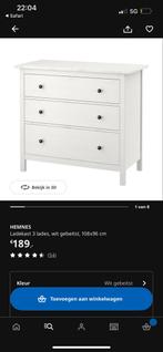 Ikea Hemnes Ladekast - Wit gebeitst, 100 tot 150 cm, Ophalen of Verzenden, Zo goed als nieuw, Met lade(s)