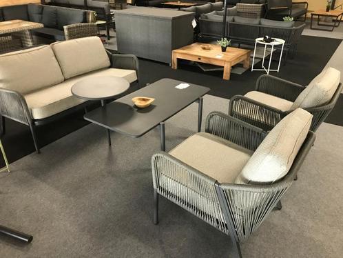 Rope Lounge set, 2 stoelen, 2-zitsbank en salontafel., Tuin en Terras, Tuinsets en Loungesets, Nieuw, Loungeset, Aluminium, 4 zitplaatsen