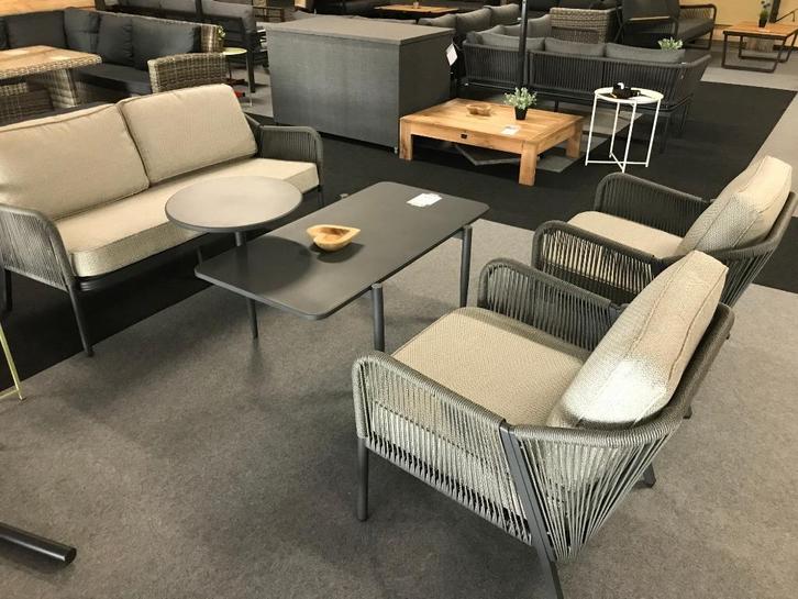 Rope Lounge set, 2 stoelen, 2-zitsbank en salontafel., Tuin en Terras, Tuinsets en Loungesets, Nieuw, Loungeset, Aluminium, 4 zitplaatsen