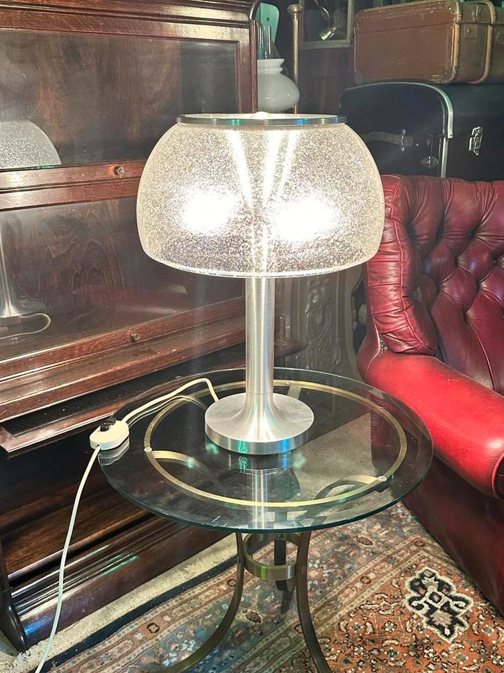 Temde vintage designlamp jaren 70 tafellamp, Huis en Inrichting, Lampen | Tafellampen, Gebruikt, Minder dan 50 cm, Glas, Ophalen