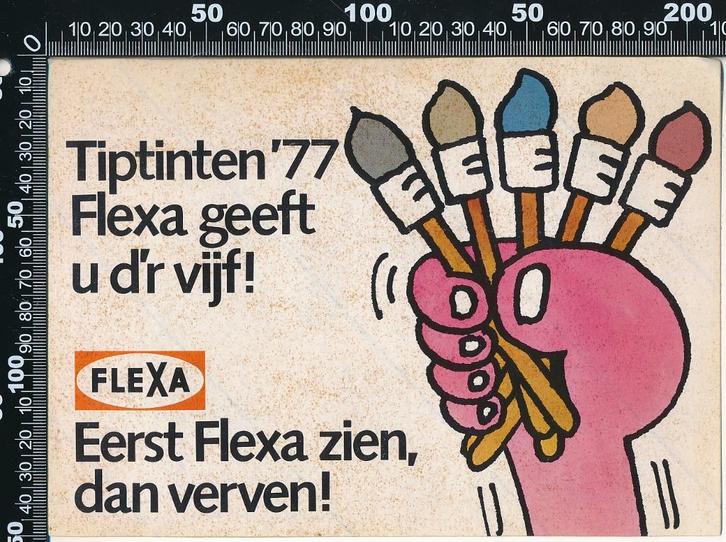 Sticker: Flexa - Tiptinten 1977, Verzamelen, Stickers, Zo goed als nieuw, Bedrijf of Vereniging, Ophalen of Verzenden