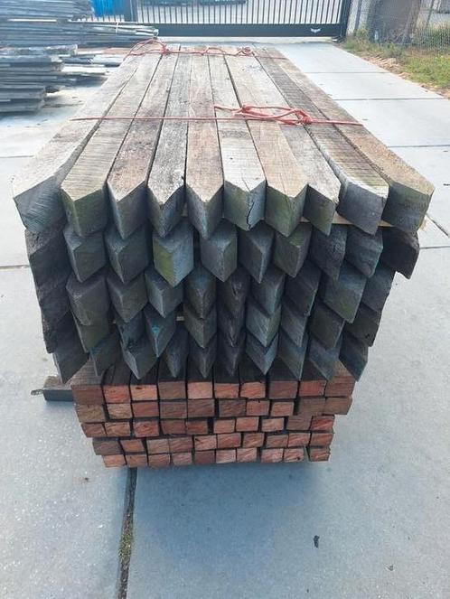 Gebruikte  hardhouten  palen  8x8x215cm azobe grondkering, Tuin en Terras, Palen, Balken en Planken, Gebruikt, Palen, Ophalen of Verzenden