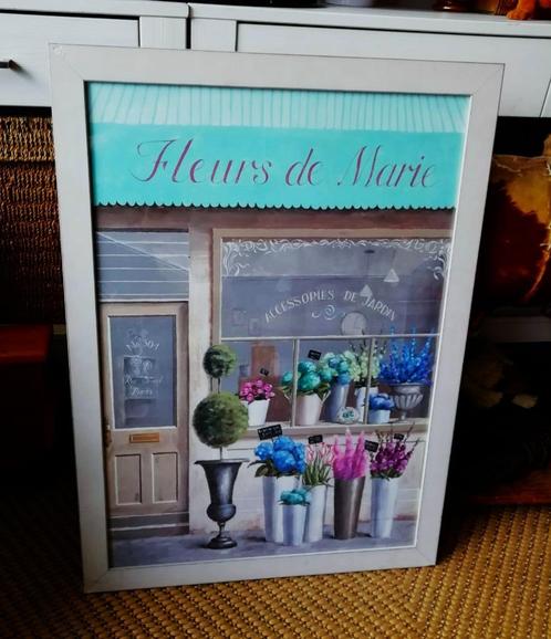 Prent afbeelding in lijst Fleurs de Marie 77 x 57 bloemen, Antiek en Kunst, Curiosa en Brocante, Ophalen of Verzenden