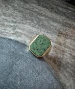 14k gouden zegelring met Afrikaanse jade steen, Sieraden, Tassen en Uiterlijk, Ringen, Nieuw, Ophalen of Verzenden