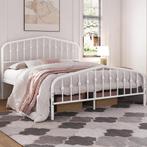 Bed Frame, Ophalen, Wit, Tweepersoons, Zo goed als nieuw