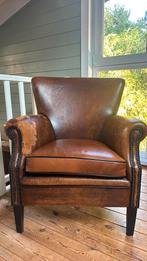 Schapenleren fauteuil, Huis en Inrichting, Gebruikt, Ophalen of Verzenden, 50 tot 75 cm, Leer
