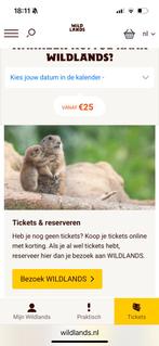 Vier toegangskaarten voor Wildlands Emmen. Twv 120 euro, Tickets en Kaartjes, Drie personen of meer, Ticket of Toegangskaart