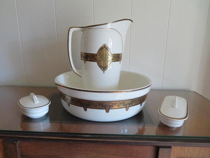 7 x antiek lampetstel waarvan 3 x Petrus Regout, Antiek en Kunst, Antiek | Keramiek en Aardewerk, Ophalen of Verzenden