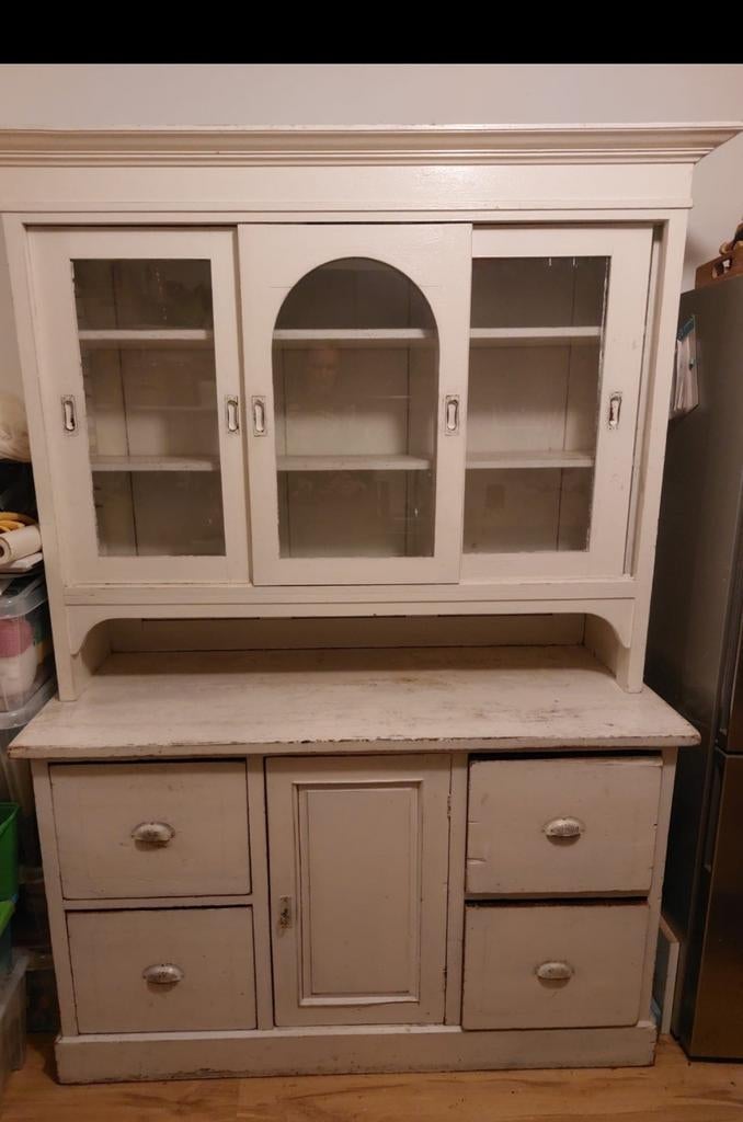 Oude Franse Cafekast / Buffetkast, Huis en Inrichting, Kasten | Buffetkasten, Gebruikt, Frans / Brocante, Glas, Ophalen of Verzenden