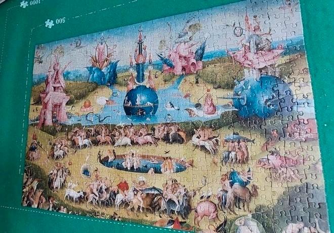 Jheronimus Bosch.The garden of earthly DelightsTuinderlusten, Hobby en Vrije tijd, Denksport en Puzzels, Zo goed als nieuw, Legpuzzel