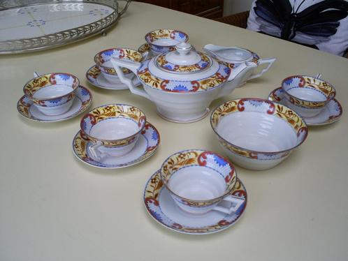 Antiek Servies kop en schotel theepot melkkan schaaltje, Antiek en Kunst, Antiek | Servies compleet, Ophalen of Verzenden