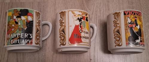3 bekers van Monopoli fiets- en krantposters, Huis en Inrichting, Keuken | Servies, Kop(pen) en/of Schotel(s), Overige stijlen