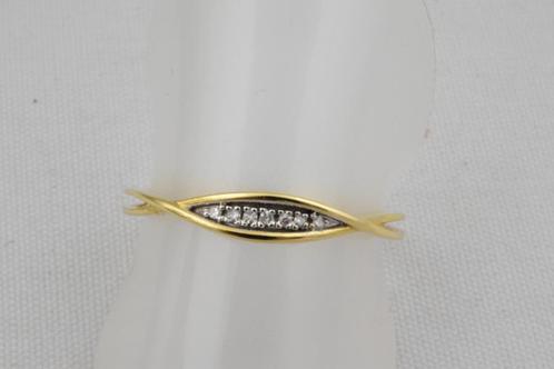 14 karaat gouden ring met Diamanten 1089-G, Sieraden, Tassen en Uiterlijk, Ringen, Gebruikt, Dame, 18 tot 19, Goud, Goud, Ophalen of Verzenden