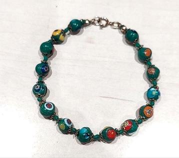 Vintage Armband Murano Millefiori Glazen Kralen Venetiaanse  beschikbaar voor biedingen