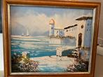 Vintage olieverfschilderij schilderijtje landschap zeezicht, Antiek en Kunst, Kunst | Schilderijen | Klassiek, Ophalen of Verzenden