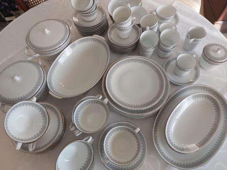 HUTSCHENREUTHER Noblesse Populair 🍽 porselein zilveren rand, Antiek en Kunst, Antiek | Servies compleet, Ophalen