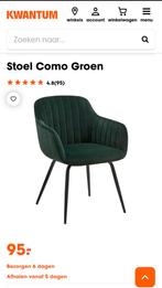 Stoel Como Groen Kwantum, Huis en Inrichting, Stoelen, Ophalen, Overige materialen, Overige kleuren, Zo goed als nieuw