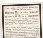Dordrecht 1886-1941 Henrica M.E. Baaijens/ P.v. Schijndel, Verzamelen, Bidprentjes en Rouwkaarten, Verzenden, Bidprentje
