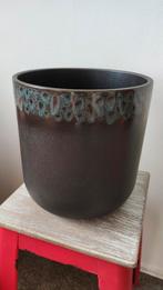 grote bloempot keramiek zwart blauw turquoise, Ophalen, Rond, Binnen, Zo goed als nieuw