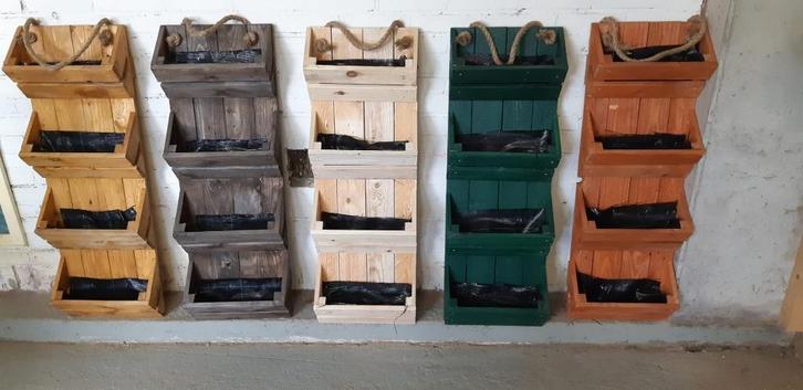 Aardbeien hangbak van pallethout, Tuin en Terras, Bloembakken en Plantenbakken, Nieuw, Hout, Balkon, Tuin, 60 cm of meer, Minder dan 60 cm