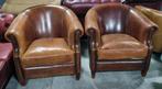 Set van 2 schapenleren club fauteuils + BEZORGING GRATIS, Gebruikt, Chesterfield, Ophalen of Verzenden, 75 tot 100 cm