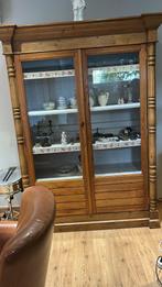 Authentieke houten servieskast met glazen deuren, Antiek en Kunst, Ophalen