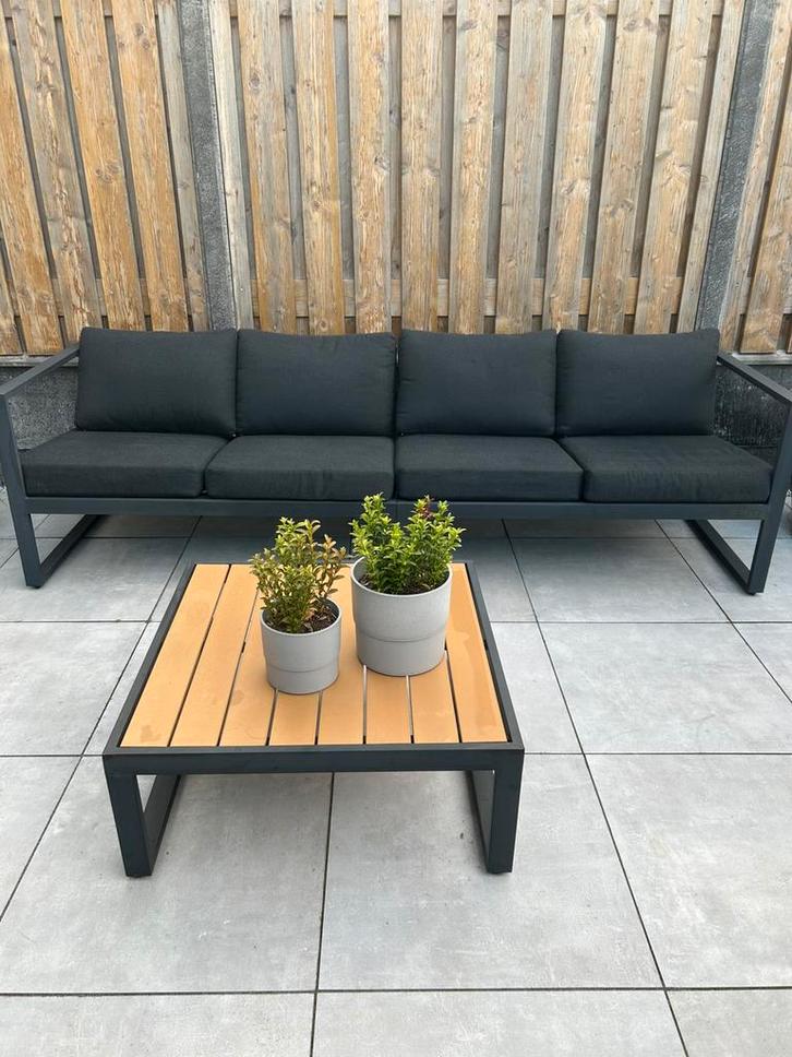 Wehkamp loungeset Berkeley | zwart | modulair, Tuin en Terras, Tuinsets en Loungesets, Gebruikt, Loungeset, Aluminium, 6 zitplaatsen