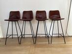 4 krukken leren zitting, Huis en Inrichting, Barkrukken, Ophalen, Gebruikt, 60 tot 90 cm, Leer