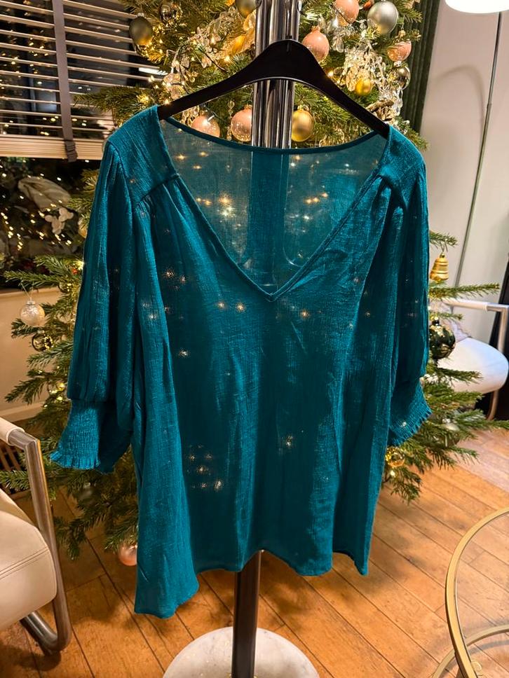 Shein Curve 4XL blauwe blouse maat 48, Kleding | Dames, Blouses en Tunieken, Zo goed als nieuw, Maat 46/48 (XL) of groter, Blauw