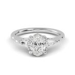 2.0 ctw Oval With Bulllet Cut Three Stone Lab Diamond Ring, Nieuw, Goud, Goud, Met edelsteen