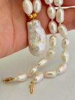 Parel Ketting Witte Rijst Parels Barok Edison Parel Goud, Sieraden, Tassen en Uiterlijk, Kettingen, Ophalen of Verzenden, Nieuw
