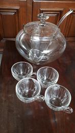 Bowl fruit salade set, vintage, kom met lepel en 4 glazen, Antiek en Kunst, Ophalen of Verzenden