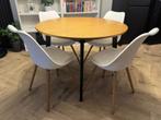 Ronde eettafel + 4 stoelen (set), Huis en Inrichting, Tafels | Eettafels, Ophalen, Zo goed als nieuw, Vier personen, 100 tot 150 cm
