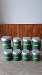 EMAILLE RESEDA GROENE BUSSENSET MET KRUIDENBUSJES., Antiek en Kunst, Antiek | Emaille, Ophalen of Verzenden