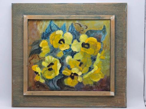 Schilderij acryl op board stilleven bloemen Volkers signed, Antiek en Kunst, Kunst | Schilderijen | Klassiek, Ophalen