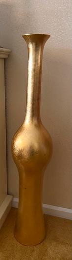 Vaas Bella goud lang slank model (h 109cm) "Decoratie Vaas", Ophalen, Overige kleuren, Aardewerk of Porselein, Zo goed als nieuw