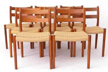 Set van 8 Teakhouten Niels Otto Møller Stoelen – Model 84 –  beschikbaar voor biedingen