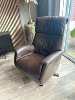 Prominent bruin leren fauteuil met ligfunctie, Ophalen, Gebruikt, Leer, 75 tot 100 cm