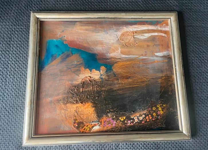 Abstract Schilderij in Lijst Gesigneerd Kunstwerk Decoratie, Antiek en Kunst, Kunst | Schilderijen | Abstract, Ophalen of Verzenden