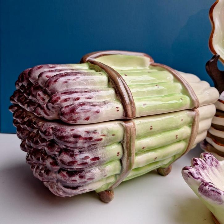 Prachtige en zeer grote, barbotine aardewerk asperge terrine, Antiek en Kunst, Antiek | Keramiek en Aardewerk, Ophalen of Verzenden