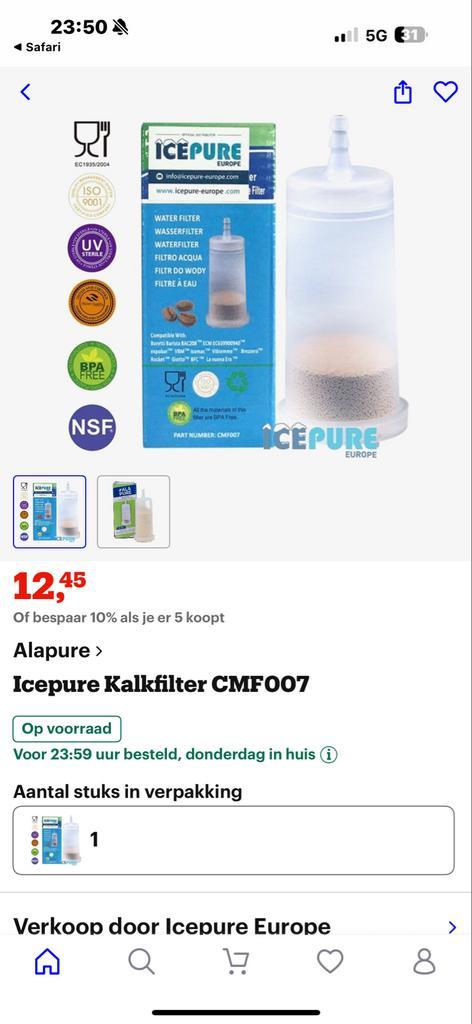 Icepure CMF007 Kalkfilter Koffiemachine, Witgoed en Apparatuur, Koffiezetapparaten, Nieuw, Gemalen koffie, Koffiemachine, Ophalen of Verzenden