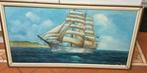 schilderij tweemaster op zee H. v d Velde. Tallship, Antiek en Kunst, Kunst | Schilderijen | Klassiek, Ophalen