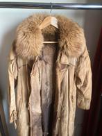 Lange jas leer en bont, Ophalen of Verzenden, Gedragen, Maat 38/40 (M), Bruin
