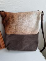 Dyan handgemaakte leren tas met koeienhuid, bruin., Sieraden, Tassen en Uiterlijk, Tassen | Schoudertassen, Overige merken, Bruin