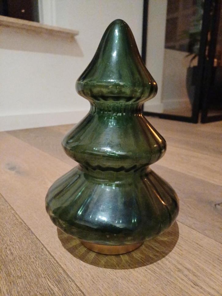 Glazen Kerstboom Groen/Goud Decoratie, Huis en Inrichting, Woonaccessoires | Kandelaars en Kaarsen, Nieuw, Kandelaar, Minder dan 25 cm
