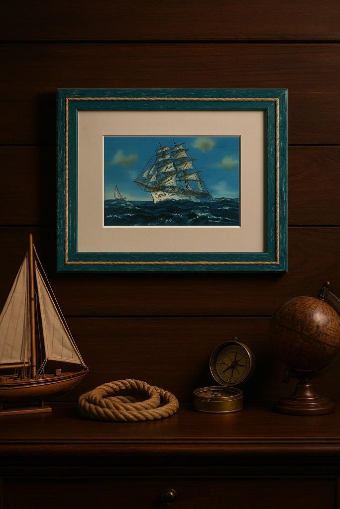 Maritiem schilderij, Huis en Inrichting, Woonaccessoires | Schilderijen, Tekeningen en Foto's, Schilderij, Minder dan 50 cm, Minder dan 50 cm